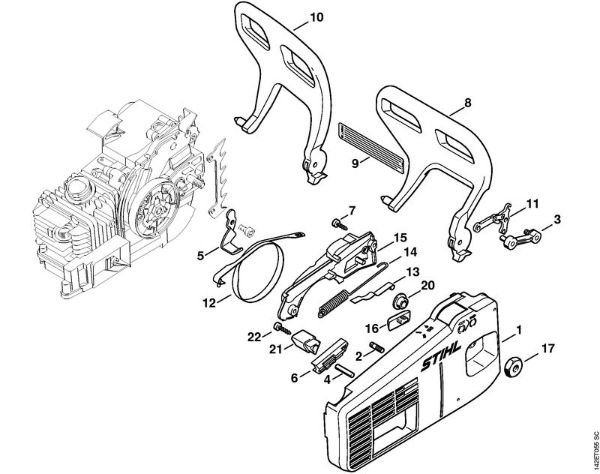 Moto-serras a gasolina (MS) 020 (1129) Tampa do carreto da marca Stihl