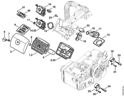 Moto-serras a gasolina (MS) 020 T Filtro de ar 020 T da marca Stihl