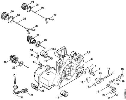 Moto-serras a gasolina (MS) 021 Cárter do motor da marca Stihl