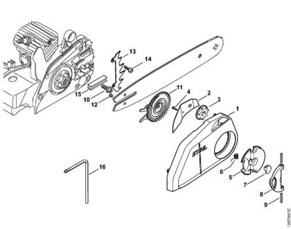 Moto-serras a gasolina (MS) 023 Tensado rápido de la cadena da marca Stihl