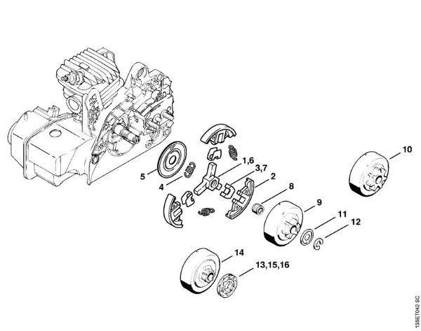 Moto-serras a gasolina (MS) 023 L Embreagem da marca Stihl