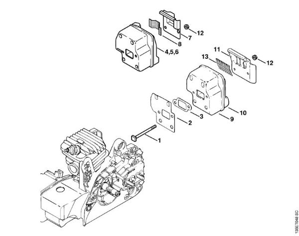 Moto-serras a gasolina (MS) 023 Z Silenciador da marca Stihl