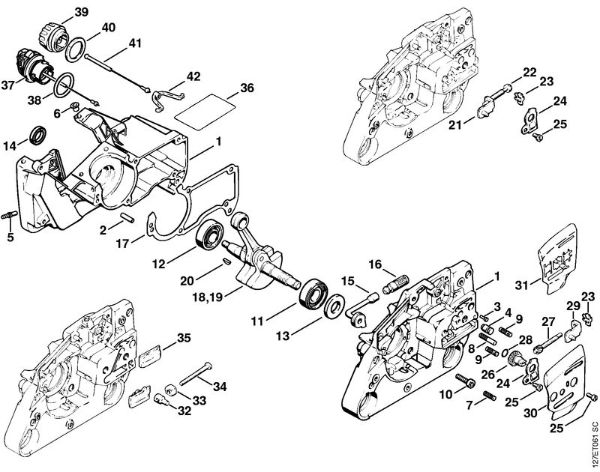 Moto-serras a gasolina (MS) 024 S Caixa da cambota da marca Stihl