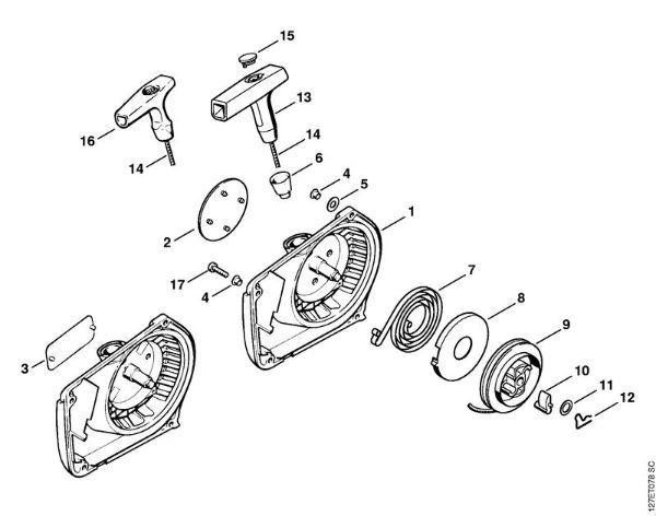 Moto-serras a gasolina (MS) 024 S Dispositivo de arranque da marca Stihl