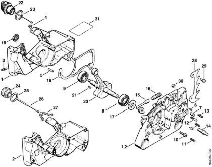Moto-serras a gasolina (MS) 026 Caixa da cambota da marca Stihl