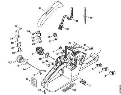 Moto-serras a gasolina (MS) 026 Caixa do tanque da marca Stihl