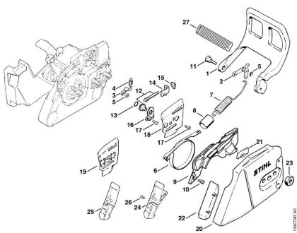 Moto-serras a gasolina (MS) 026 C Freio da corrente da marca Stihl