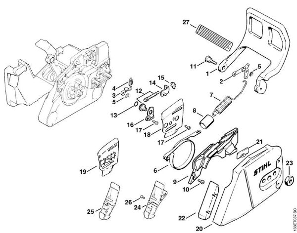 Moto-serras a gasolina (MS) 026 C Freio da corrente da marca Stihl