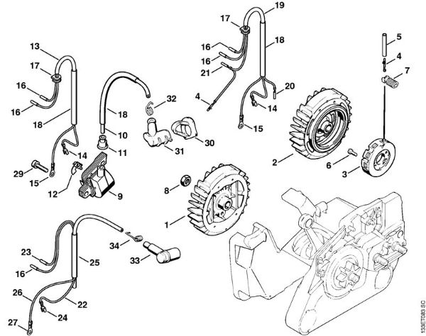 Moto-serras a gasolina (MS) 026 WVH Sistema de ignição da marca Stihl