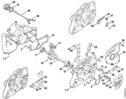 Moto-serras a gasolina (MS) 028 Caixa da cambota, Cambota da marca Stihl