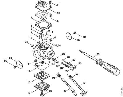 Moto-serras a gasolina (MS) 029 Carburador HD-18, HD-21 (sólo EUA) da marca Stihl