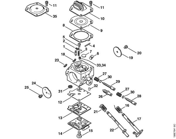 Moto-serras a gasolina (MS) 029 Carburador HD-19 da marca Stihl