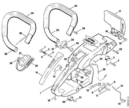 Moto-serras a gasolina (MS) 032 AVEW Quadro do punho da marca Stihl