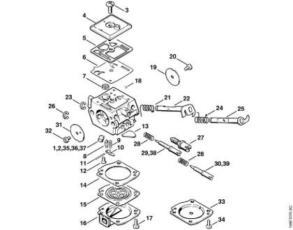 Moto-serras a gasolina (MS) 036 Carburador C3A-S31, C3A-S65 da marca Stihl