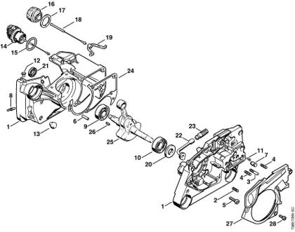 Moto-serras a gasolina (MS) 036 Arctic Caixa da cambota da marca Stihl