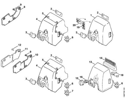 Moto-serras a gasolina (MS) 036 BR Tampa da caixa do carburador da marca Stihl