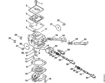 Moto-serras a gasolina (MS) 036 QS Carburador C3A-S39 da marca Stihl