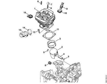 Moto-serras a gasolina (MS) 036 QS Cilindro da marca Stihl