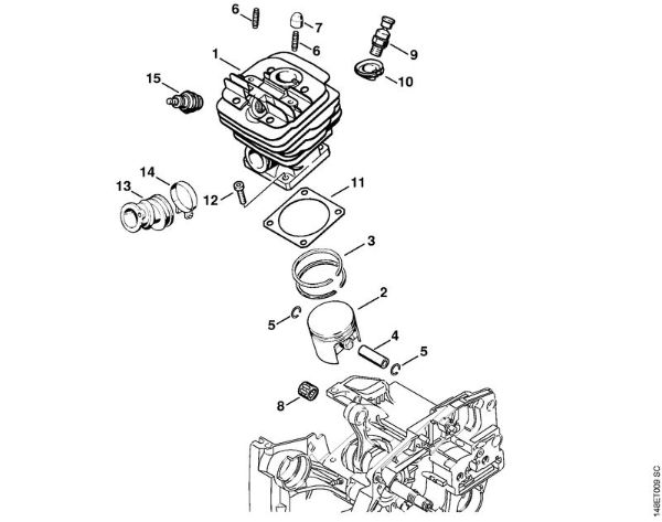 Moto-serras a gasolina (MS) 036 QS Cilindro da marca Stihl