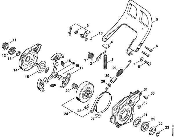 Moto-serras a gasolina (MS) 036 QS Embreagem, Freio da corrente da marca Stihl