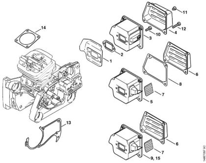 Moto-serras a gasolina (MS) 036 QS Silenciador da marca Stihl