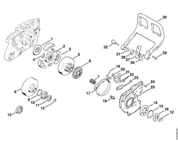 Moto-serras a gasolina (MS) 038 FB Embreagem da marca Stihl
