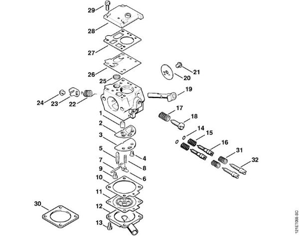 Moto-serras a gasolina (MS) 038 M Carburador Bing 48A101 (50.2008) da marca Stihl