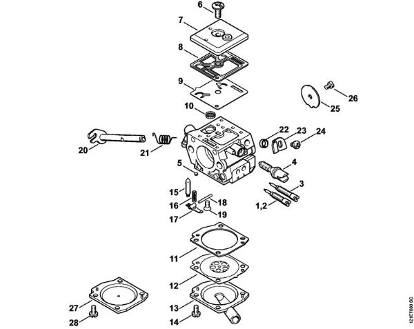 Moto-serras a gasolina (MS) 038 S Carburador C3-S148, C3-S149 da marca Stihl