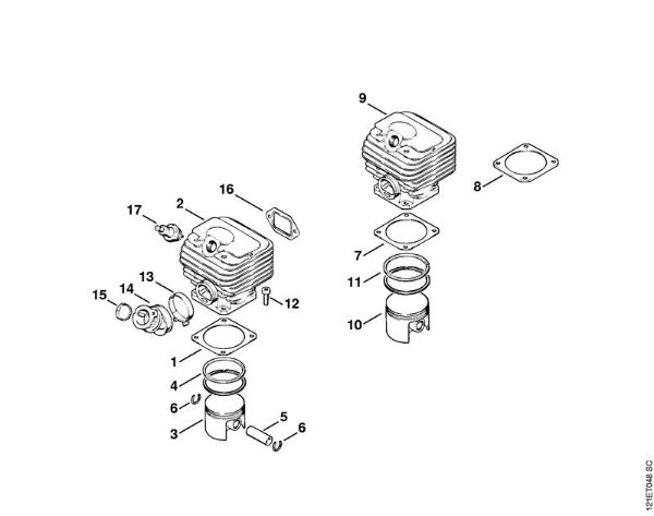 Moto-serras a gasolina (MS) 038 W Cilindro da marca Stihl