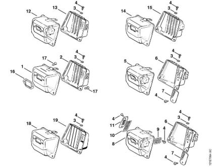 Moto-serras a gasolina (MS) 038 W Silenciador da marca Stihl