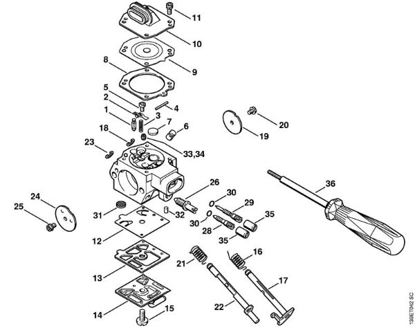 Moto-serras a gasolina (MS) 039 Carburador HD-18, HD-21 (sólo EUA) da marca Stihl