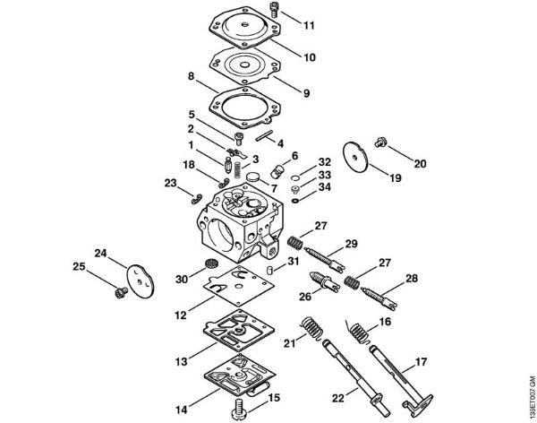 Moto-serras a gasolina (MS) 039 Carburador HD-5 da marca Stihl