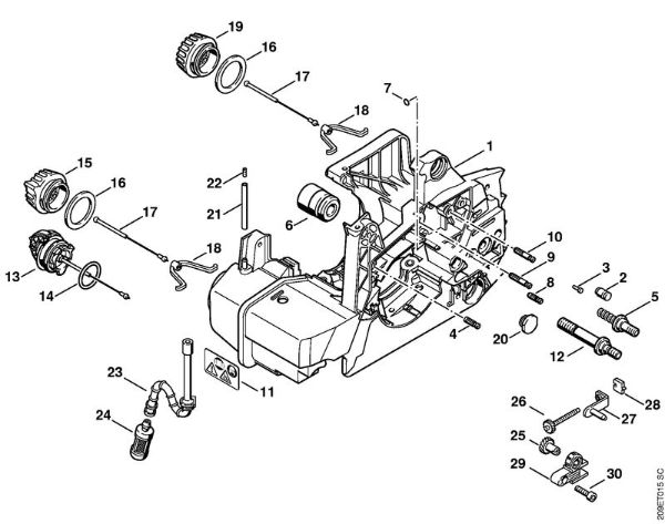 Moto-serras a gasolina (MS) 039 Cárter do motor da marca Stihl