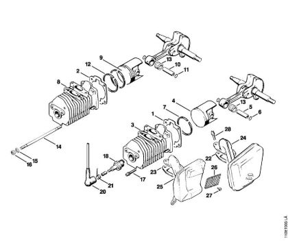 Moto-serras a gasolina (MS) 041 AVEQ Cilindro, Silenciador da marca Stihl