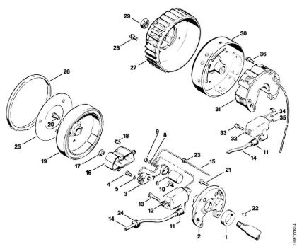 Moto-serras a gasolina (MS) 041 AVFBQ Sistema de ignição da marca Stihl