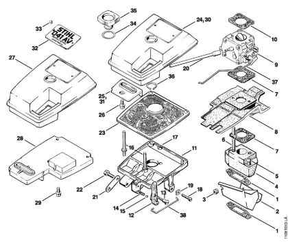 Moto-serras a gasolina (MS) 041 AVQ Caixa do filtro, Filtro de ar da marca Stihl