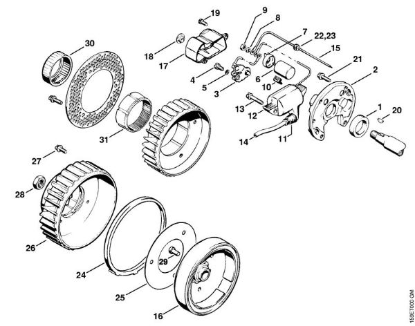 Moto-serras a gasolina (MS) 041 FB Sistema de ignição da marca Stihl