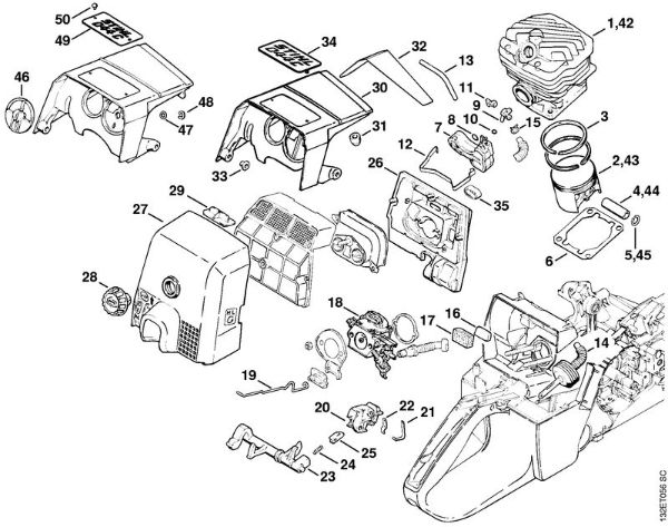 Moto-serras a gasolina (MS) 044 Peças da transmissão automática de arranque da marca Stihl