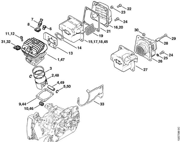 Moto-serras a gasolina (MS) 044 C Cilindro da marca Stihl
