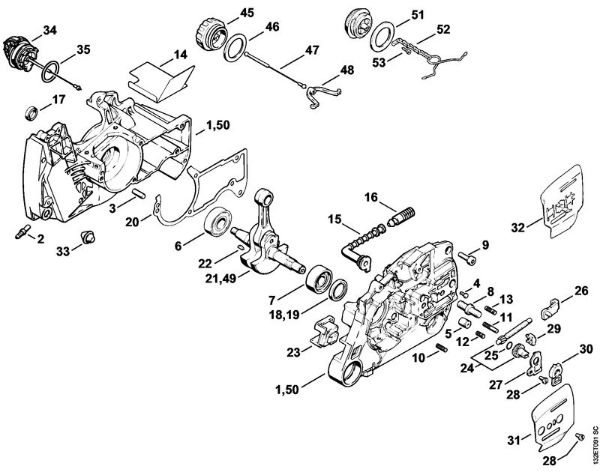 Moto-serras a gasolina (MS) 044 W Caixa da cambota, Cambota da marca Stihl
