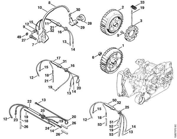 Moto-serras a gasolina (MS) 044 W Sistema de ignição da marca Stihl