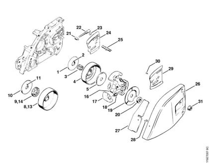 Moto-serras a gasolina (MS) 045 AV Carreto, Embreagem da marca Stihl