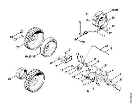 Moto-serras a gasolina (MS) 045 AV Sistema de ignição da marca Stihl