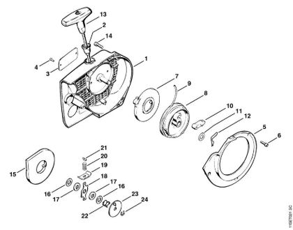 Moto-serras a gasolina (MS) 045 AVEQ Dispositivo de arranque da marca Stihl