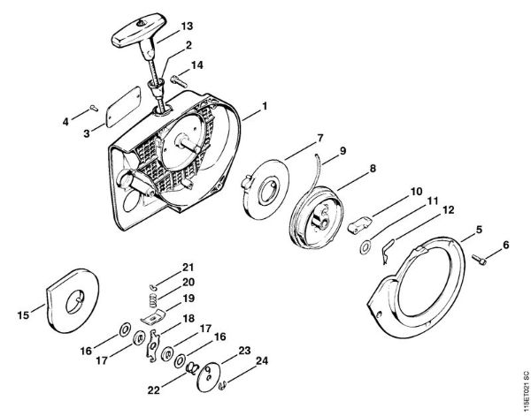 Moto-serras a gasolina (MS) 045 AVSE Dispositivo de arranque da marca Stihl