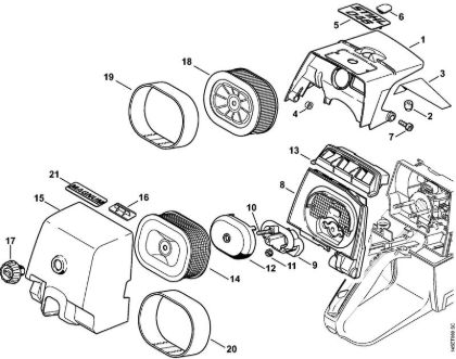 Moto-serras a gasolina (MS) 046 C Cobertura, Filtro de ar da marca Stihl