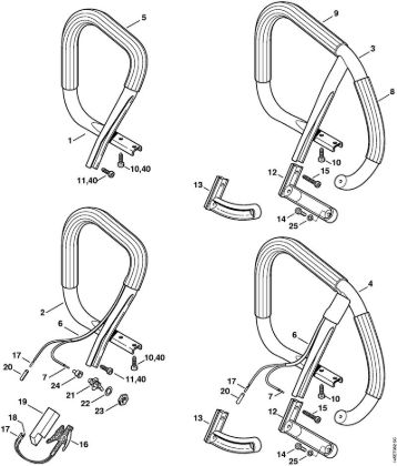 Moto-serras a gasolina (MS) 046 Magnum BR Tubo do punho, Folha de aquecimento da marca Stihl