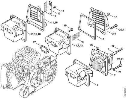 Moto-serras a gasolina (MS) 046 W Silenciador da marca Stihl