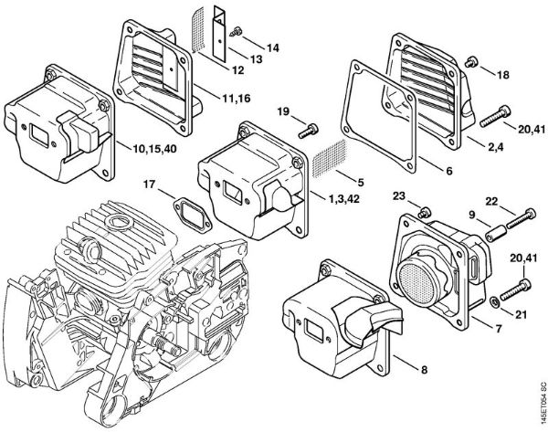 Moto-serras a gasolina (MS) 046 W Silenciador da marca Stihl