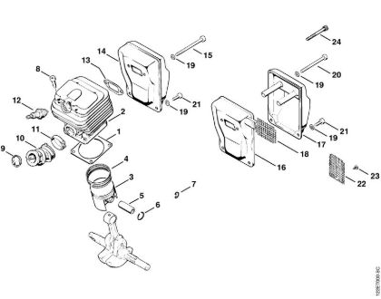 Moto-serras a gasolina (MS) 048 Cilindro, Silenciador da marca Stihl
